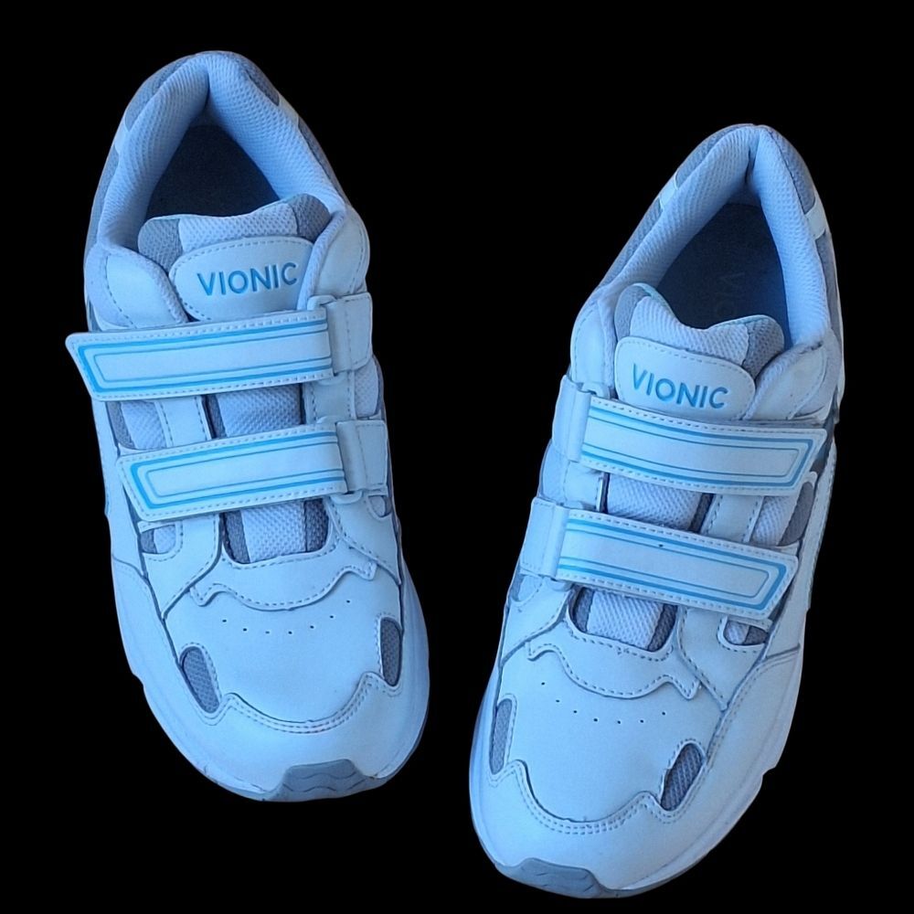 Women's Vionic Tabi Walking Shoe Two Strap Comfort Sneaker White Blue Leather 11 - Picture 16 of 16